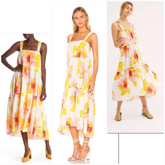 Free People Dresses & Skirts - Free People Moonshine Floral Tiered Midi Dress LG